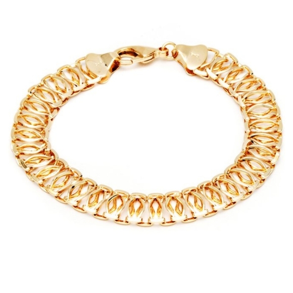 18k Gold-Plated Ribbon Design Linked Chain Bracelet NWT - Picture 2 of 8